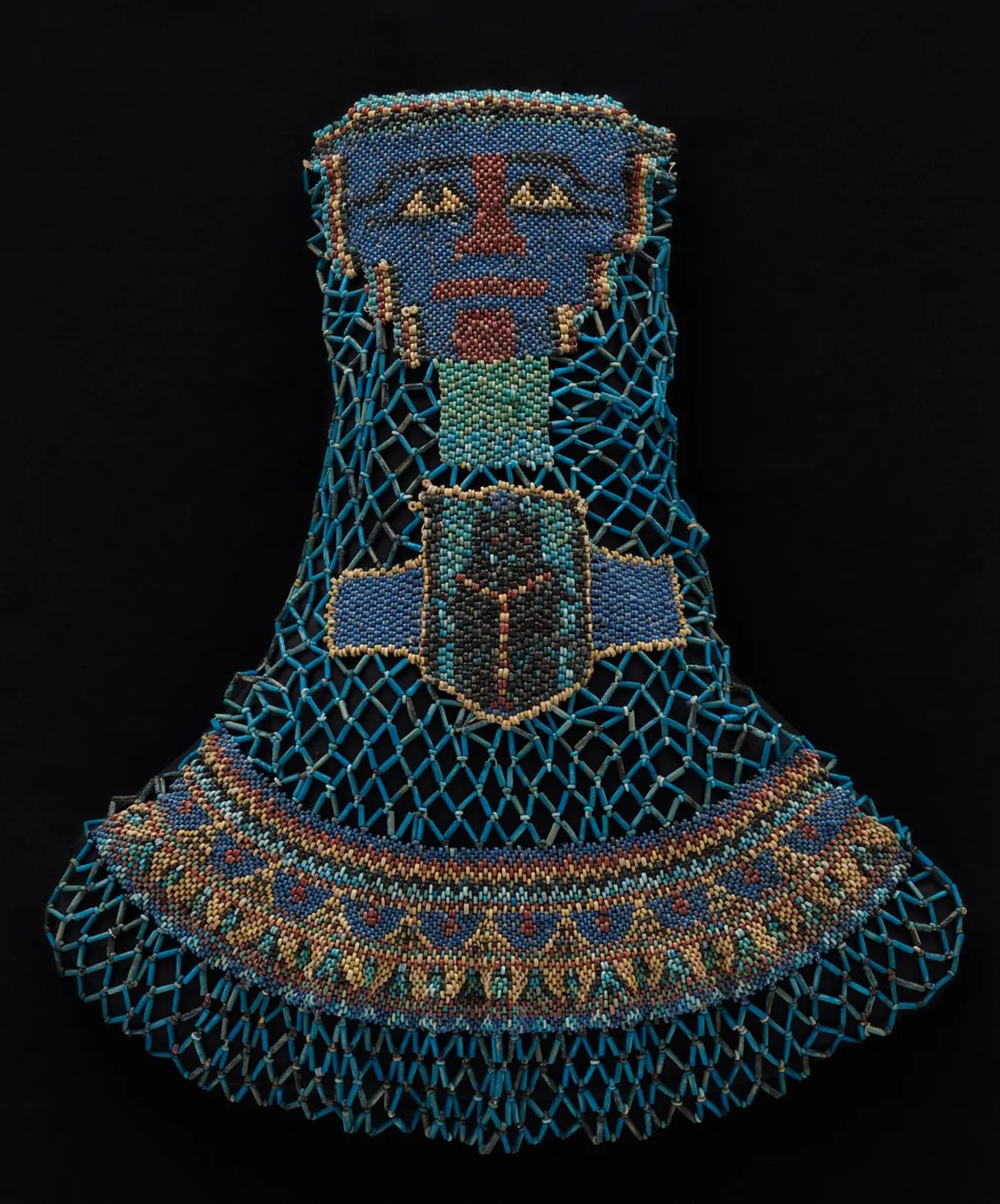A work made of faience beads on bast fiber (probably linen).