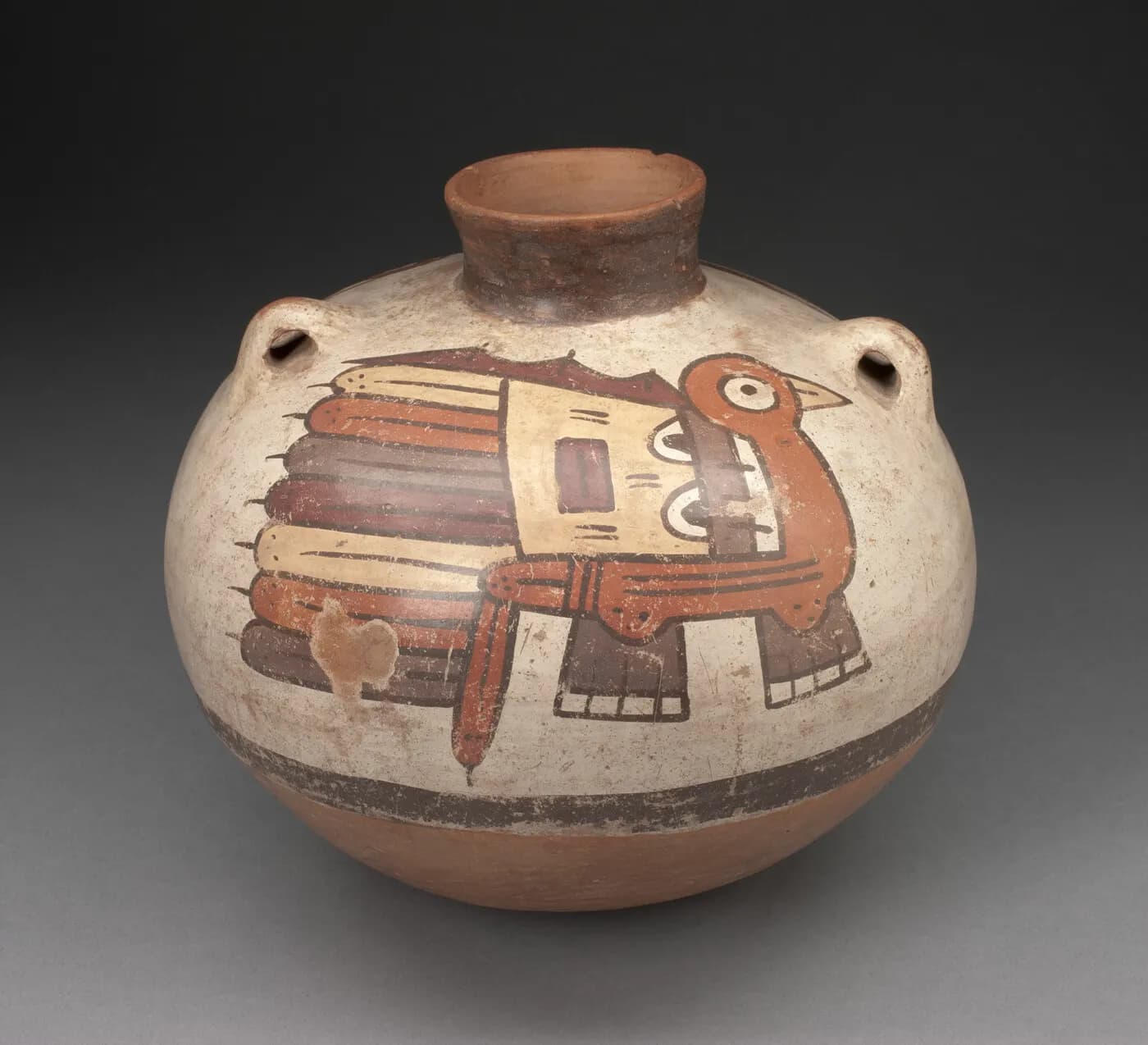 A work made of ceramic and pigment.